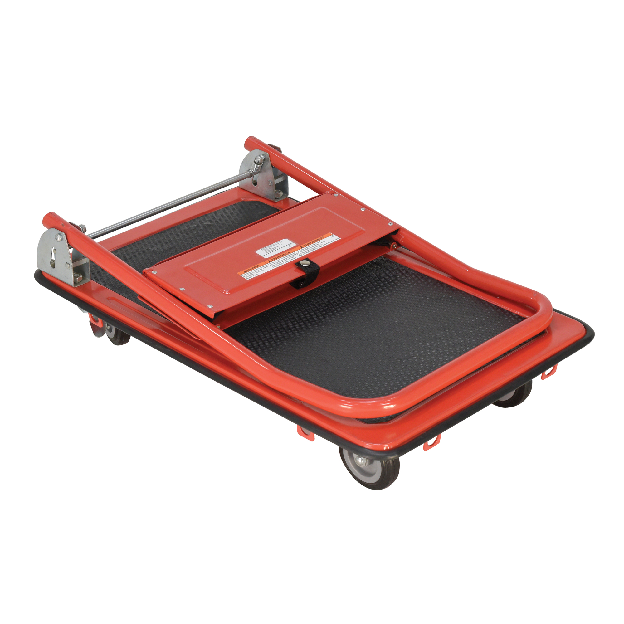 Vestil Steel Folding Handle Platform Truck - 330 lb Capacity, 29in. x 19in., Non-Slip Surface, Red, Model# SFT-1929